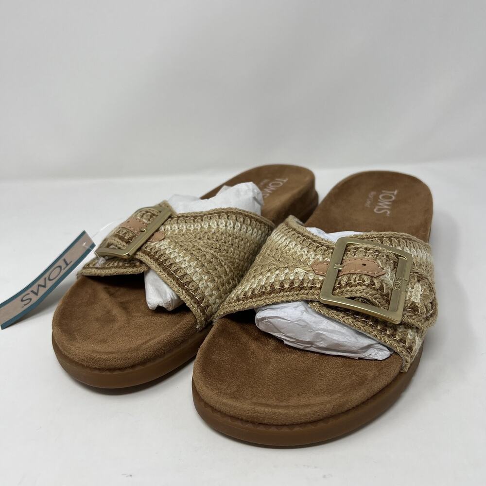 TOMS Women's 8 Marin Almond Multi Open Toe Slide Sandals